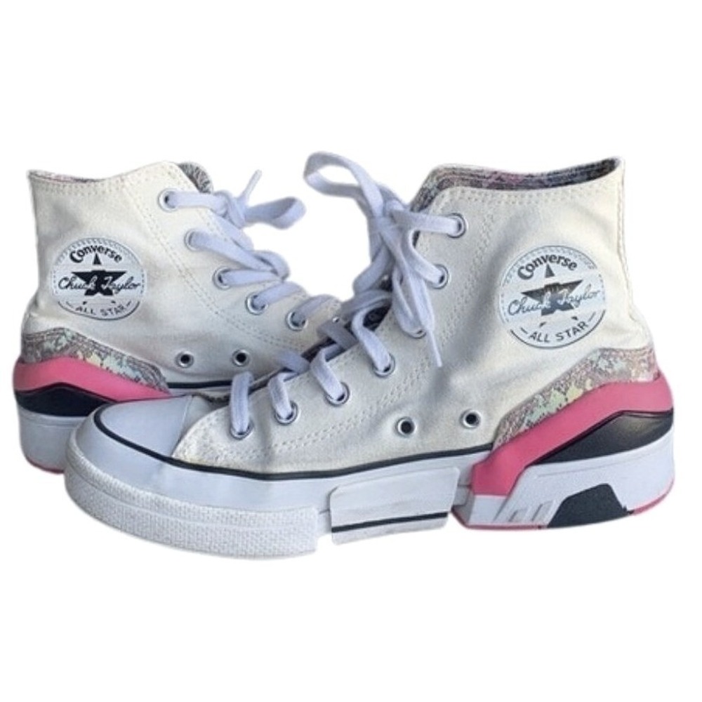 Converse CPX70 Platform High Top Sneakers Womens 7.5 White Chunky Animal Print